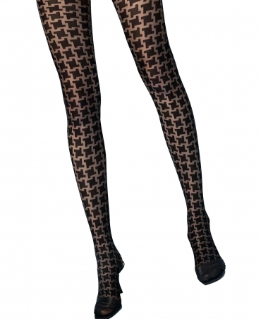 <p>Patterned women's tights with a dense mesh weave with a filled eyelet. Made of Lycra yarn, transparent, dull, with no panty part, with a small gusset.</p>